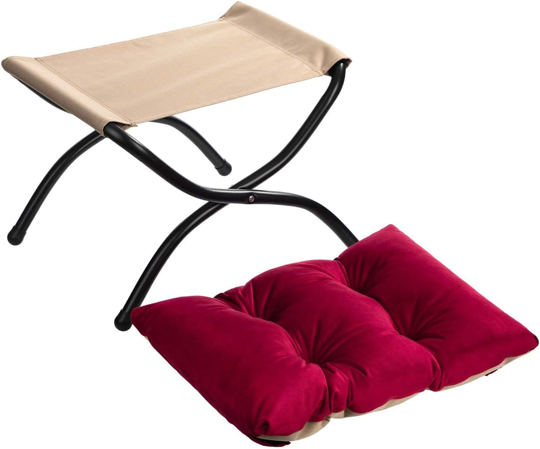 HollyHOME Fusshocker Fussstütze Klapphocker, Faltbar Sitzhocker mit Metallbeinen, Abnehmbar Gepolste