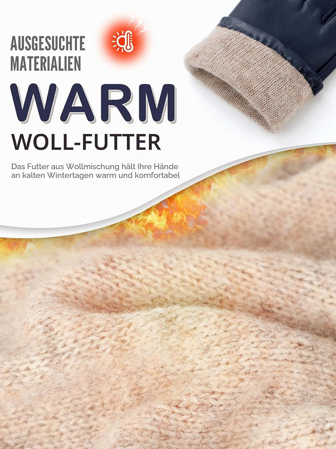 GSG SINCE 1998 Lederhandschuhe Damen aus chromfreiem Lammfell, Gefüttert mit Wolle/Kunstfell, Thermo