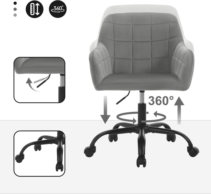 WOLTU Schreibtischstuhl drehbar, Schminktisch Stuhl, Drehstuhl mit Rollen, Bürostuhl ergonomisch, Se