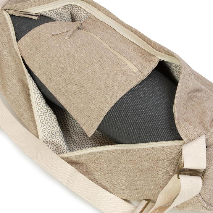 Yoga Studio Zweifarbige Yogamatten-Tasche aus Bio-Baumwolle mit verstellbarem Schultergurt und Tasch