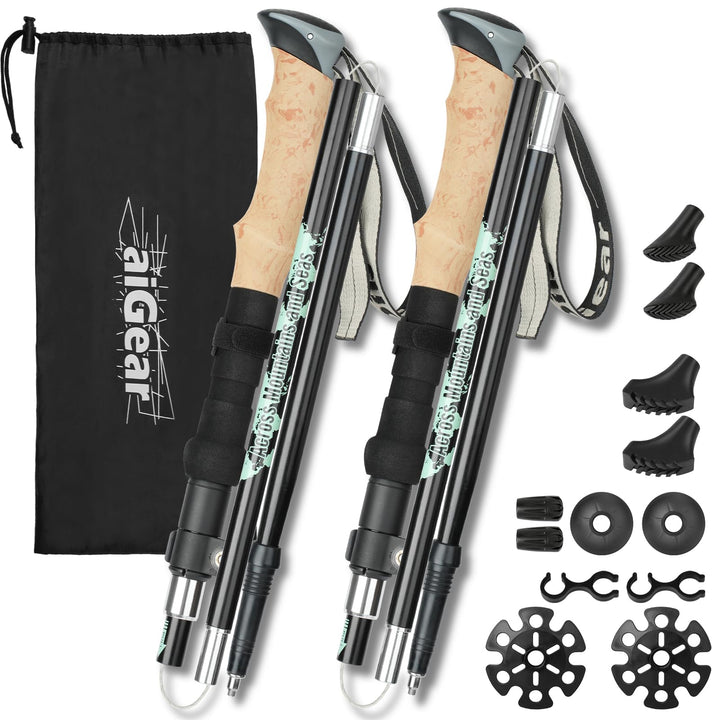 aiGear Premium Wanderstöcke | 2 Pack | Ultraleicht Verstellbare 7075 Aluminium Trekkingstöcke | mit
