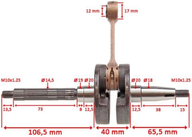 Kurbelwelle für Piaggio TPH NRG Sfera RST NSL Zip, Gilera Runner, Vespa LX S 50 2T