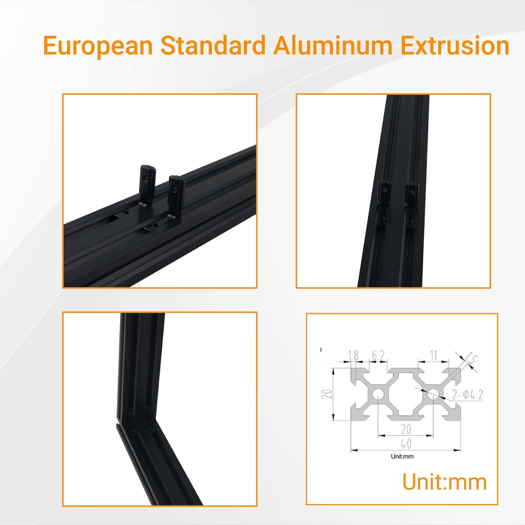 CNCYEAH 2 Stück V Typ Systemprofile 2040 1000mm Aluminiumprofil Extrusions Eloxierte Linearschiene+2