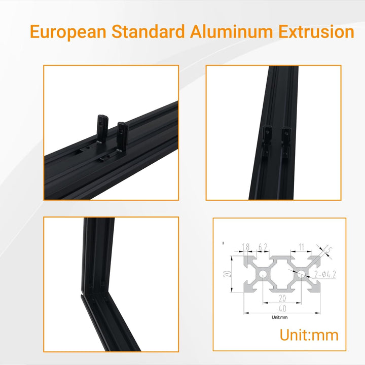 CNCYEAH 2 Stück V Typ Systemprofile 2040 1000mm Aluminiumprofil Extrusions Eloxierte Linearschiene+2