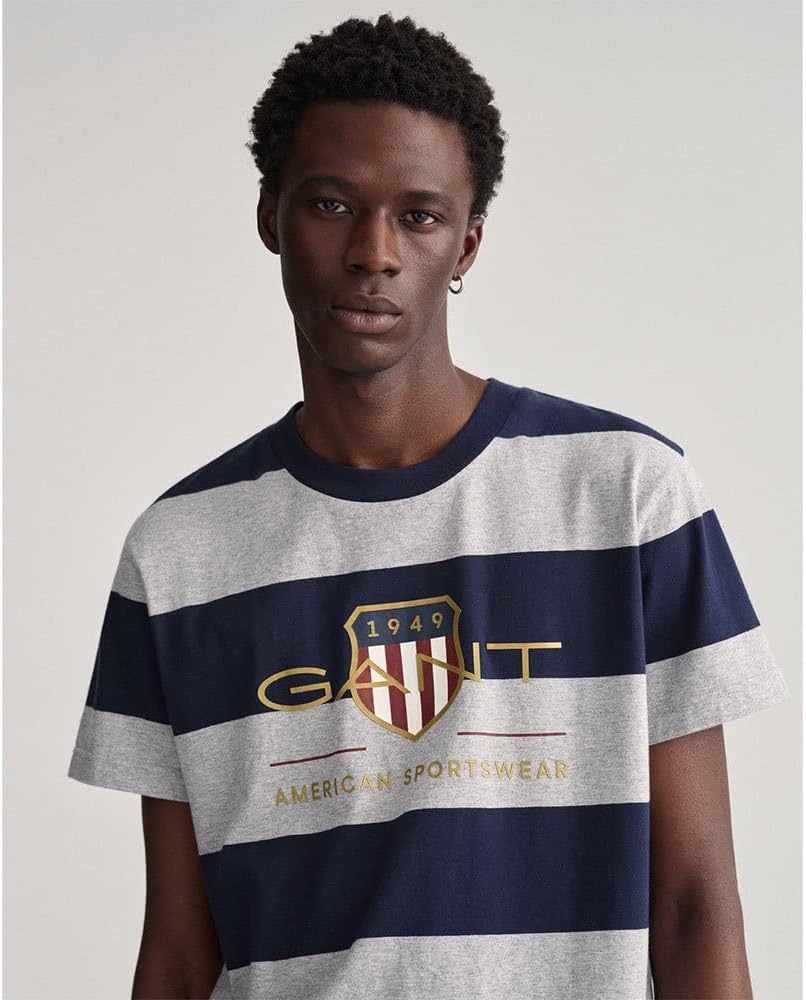GANT Herren T-Shirt S Grey Melange, S Grey Melange