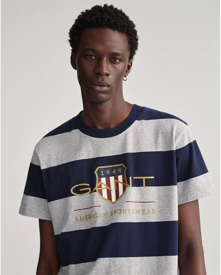 GANT Herren T-Shirt S Grey Melange, S Grey Melange