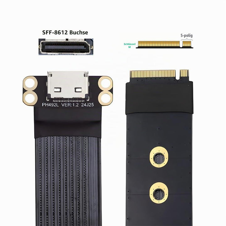 xiwai M.2 M-Key 2280 NGFF PCI-E4.0 auf Oculink SFF-8612 SFF-8611 Hostkabel 15 cm für NVME U.2 SSD eG