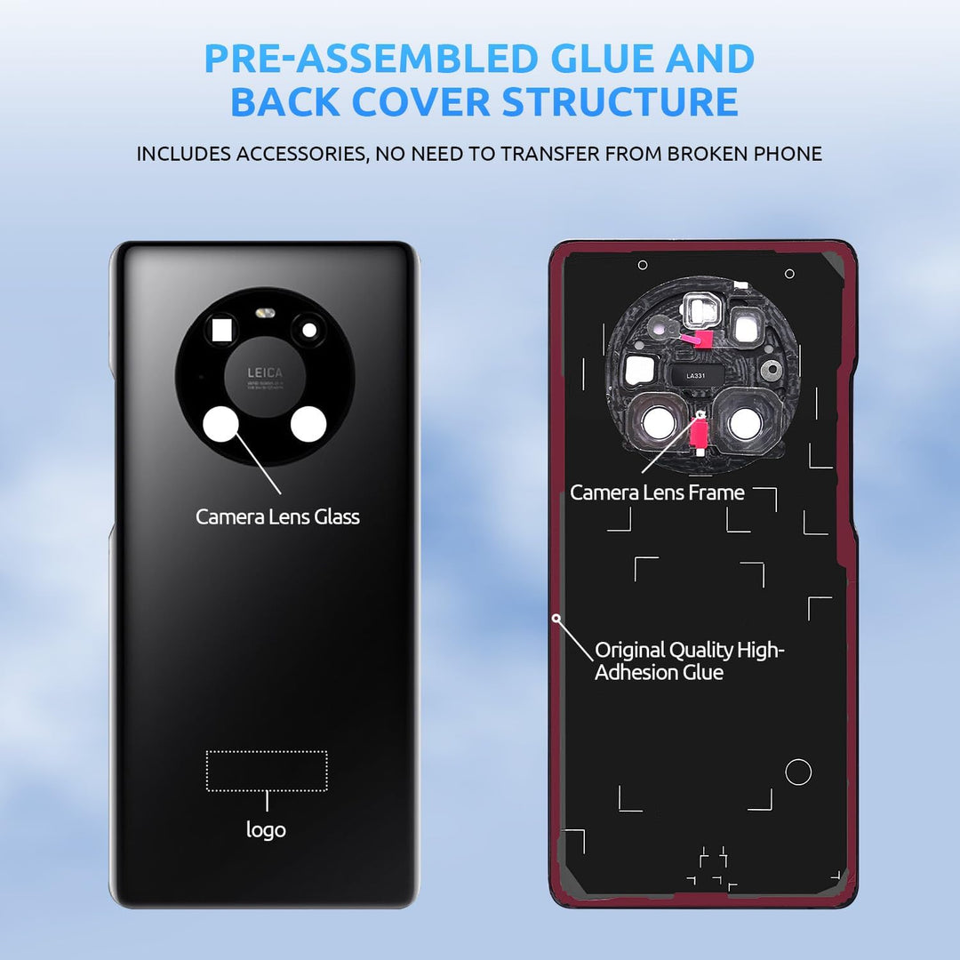 Eonpam Akkudeckel für Huawei Mate 40 Pro Rückseite Glas Original Backcover Back Glas Ersatz Reparatu