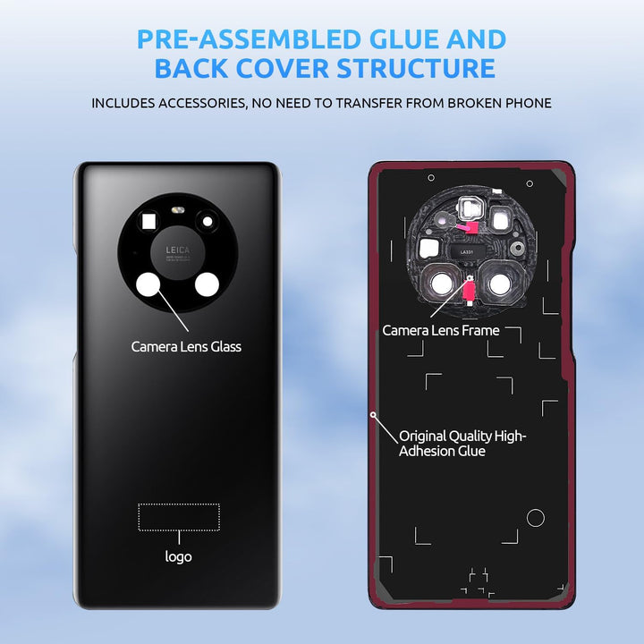 Eonpam Akkudeckel für Huawei Mate 40 Pro Rückseite Glas Original Backcover Back Glas Ersatz Reparatu