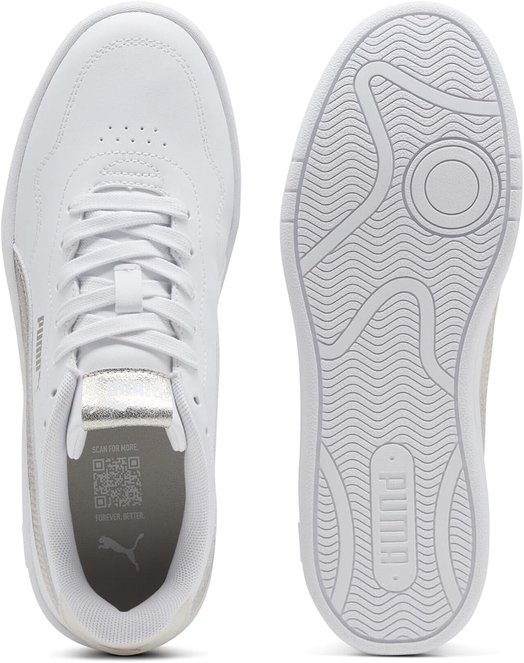 PUMA Damen Court Lally Metallic Whisper Sneakers 41 EU White Gold, 41 EU White Gold