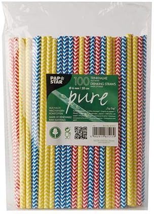 1000 Trinkhalme, Papier "pure" Ø 6 mm, 20 cm "Zig-Zag" 87517 Papstar biologische Papiertrinkhalme Pa