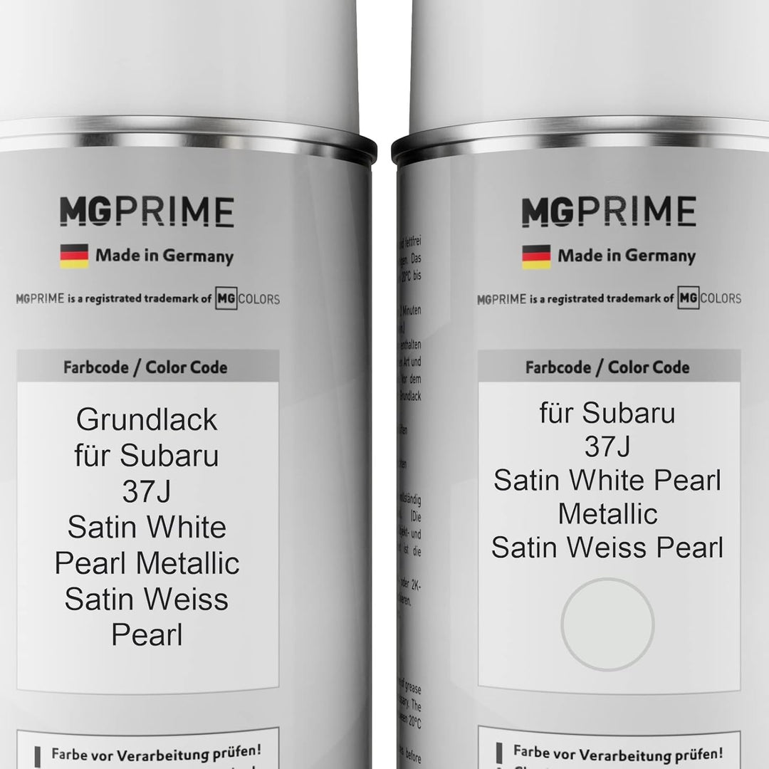 MG PRIME Autolack Sprühdosen Set für Subaru 37J Satin White Pearl Metallic/Satin Weiss Pearl Grundla