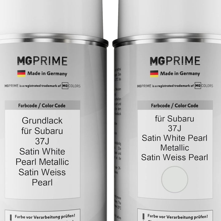 MG PRIME Autolack Sprühdosen Set für Subaru 37J Satin White Pearl Metallic/Satin Weiss Pearl Grundla