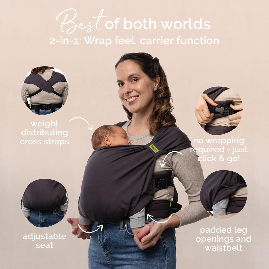 Boba Pre-Wrapped Baby Wrap Carrier with Buckle, Easy Adjust Soft Infant Baby Carrier Hybrid for Boy