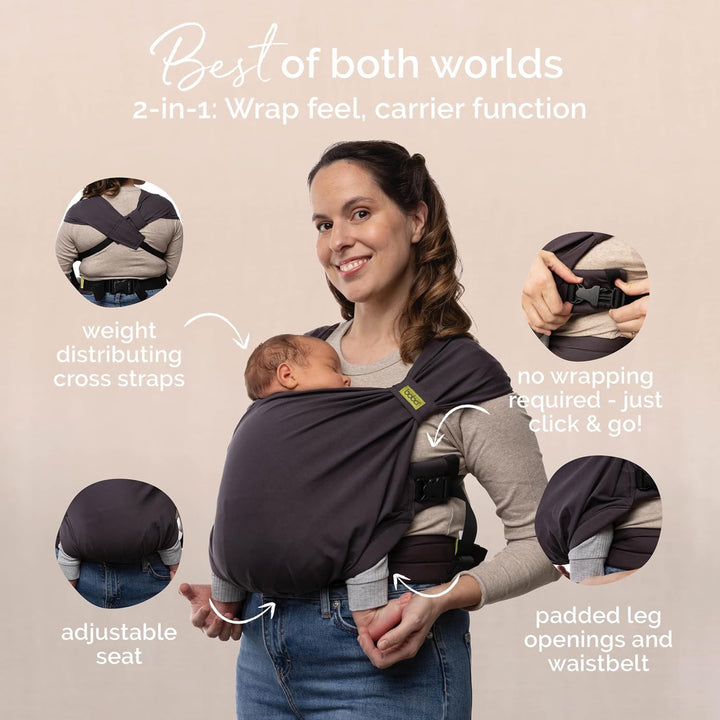 Boba Pre-Wrapped Baby Wrap Carrier with Buckle, Easy Adjust Soft Infant Baby Carrier Hybrid for Boy
