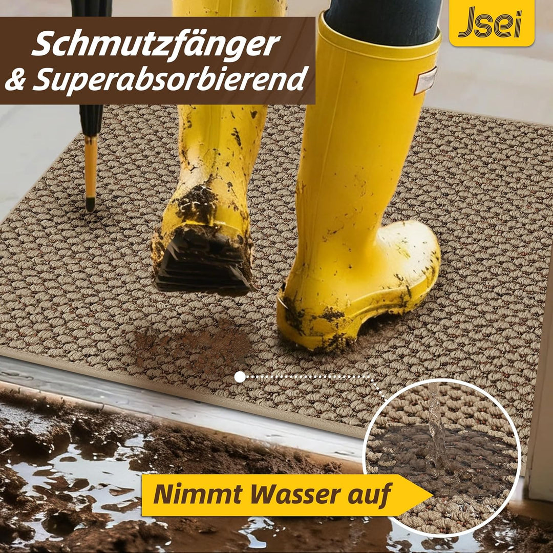 JSEI Fussmatte Innen 60 x 90 cm, Schmutzfangmatte rutschfest waschbar, Türmatte für Haustür Flur Ein