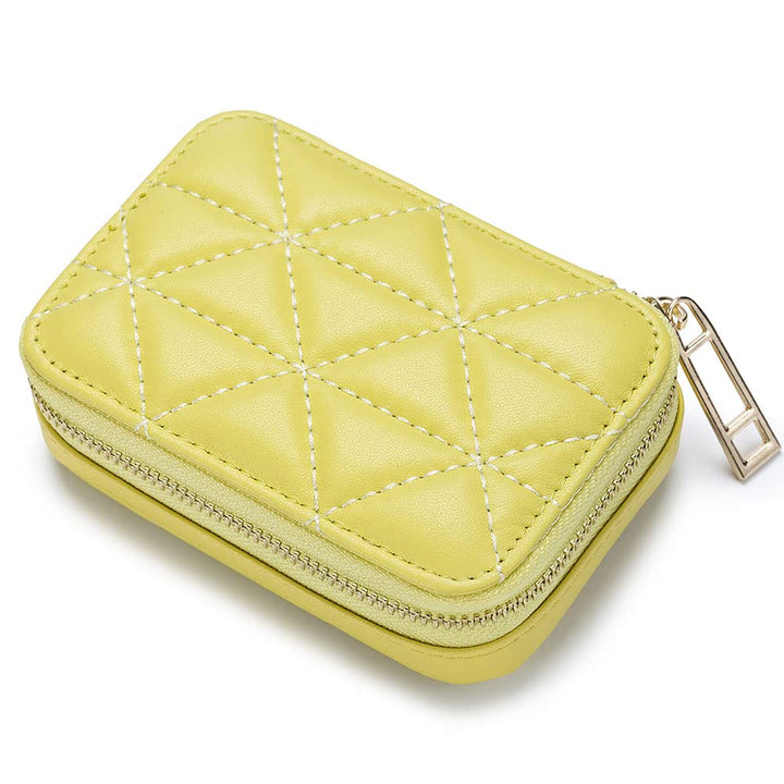 Lippenstift-Etui mit Spiegel, echtes Leder, Reissverschluss, Lippenstift-Halter, Box, kleine Reise-M