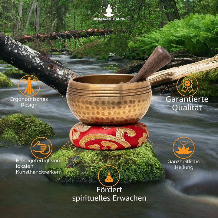 Tibetische Klangschalen-Set 7,6 cm ~ Meditationsklangschale handgehämmert in Nepal für Yoga, Meditat