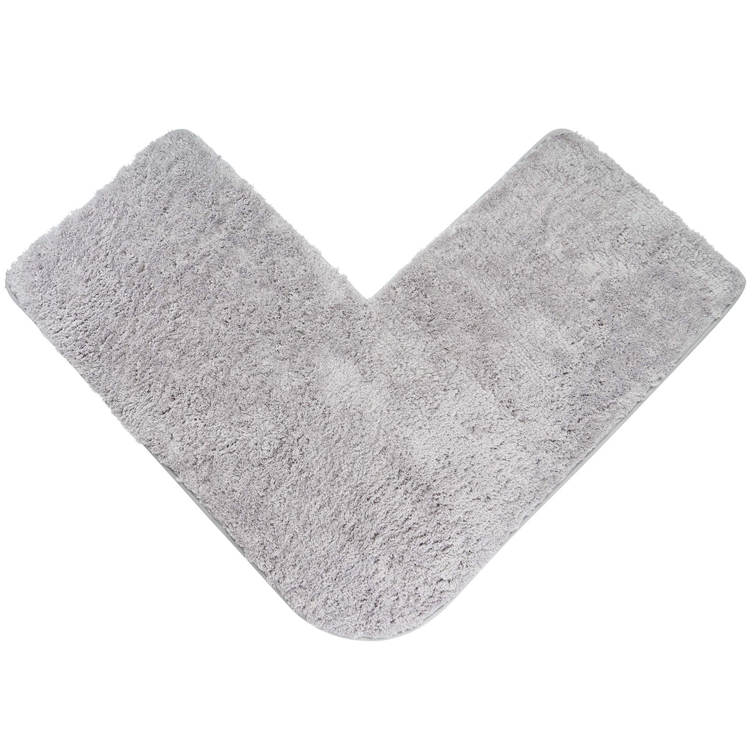 fluffy® Badteppich für Eckduschen, Hochflor aus Mikrofaser, rutschfeste Unterseite (L-Form | Innenma