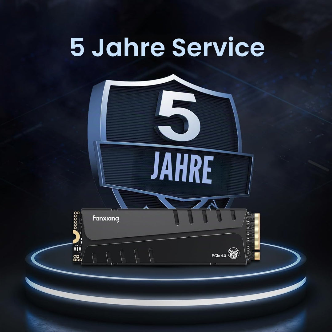 fanxiang M2 SSD 500GB Nvme M.2 2280 Interne SSD Festplatte PCIe 4.0 DRAM mit Kühlkörper, 7400MB/s Le