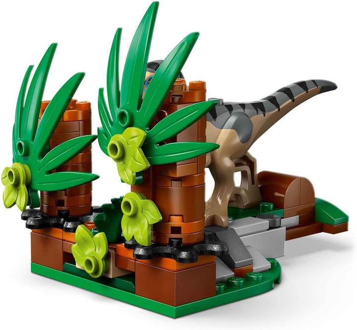 LEGO Jurassic World Raptor: Verfolgungsjagd mit dem Geländewagen – 2 Dinosaurier Figuren, Auto, 2 Mi