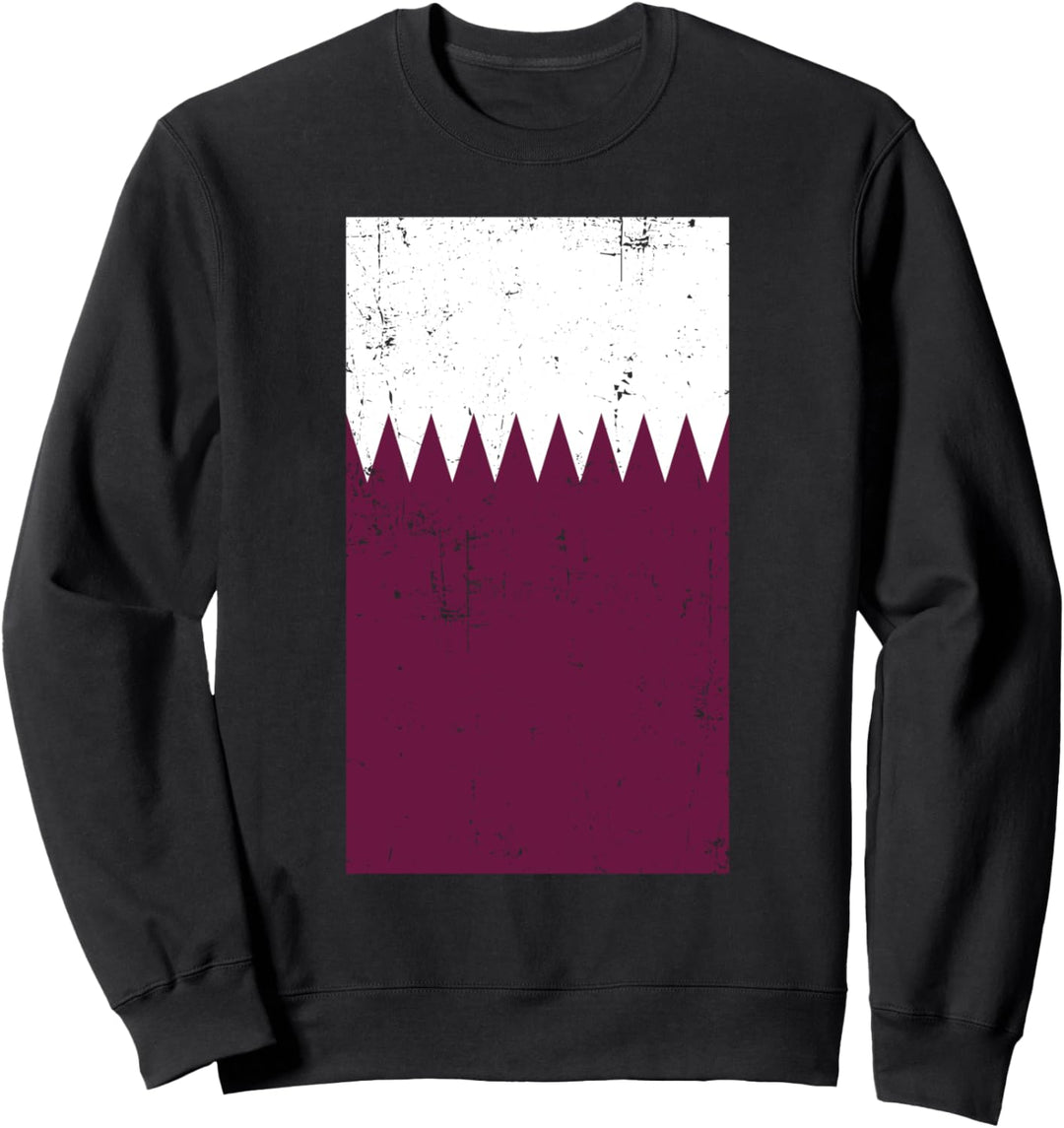 State of Qatar Middle East Doha Distressed Flag Sweatshirt