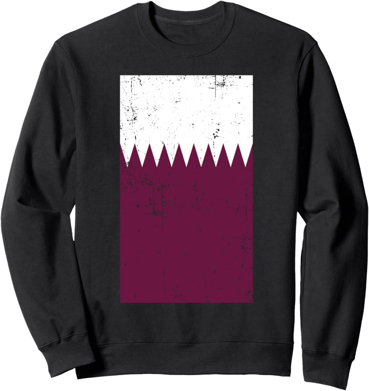 State of Qatar Middle East Doha Distressed Flag Sweatshirt