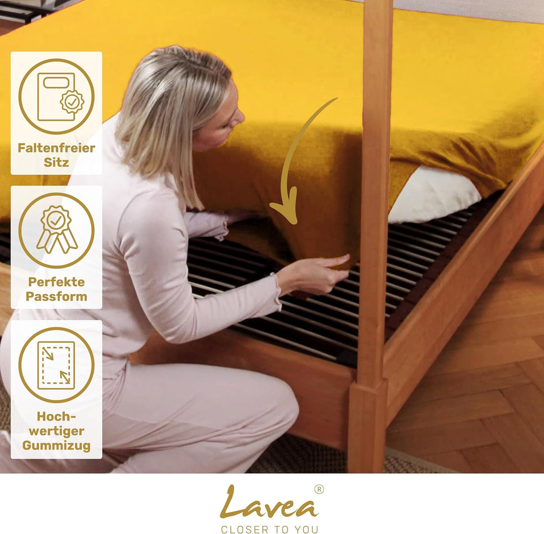 Lavea Spannbettlaken 120x200cm - aus atmungsaktiver Baumwolle - Passgenau für Standardmatratzen bis