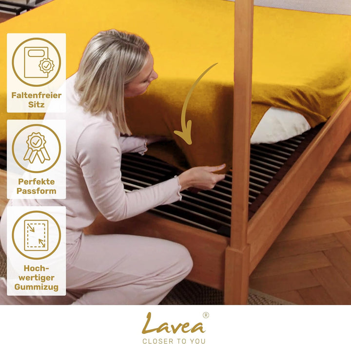 Lavea Spannbettlaken 120x200cm - aus atmungsaktiver Baumwolle - Passgenau für Standardmatratzen bis