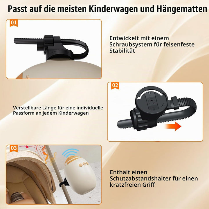 Elektrische Kinderwagenschaukler, USB-C wiederaufladbar mit Custom Vibration Modes &amp; 45-Min-Timer, U