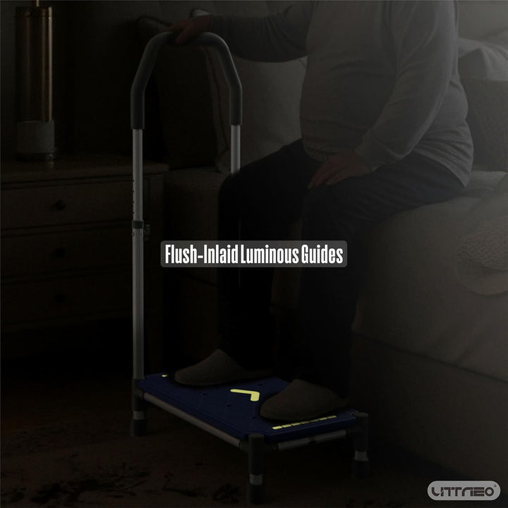 Tritthocker 55cm Trittfläche–Armlehnen höhenverstellbar,bis 225 kg,Nachtleuchtstreifen,rutschfest–Fü