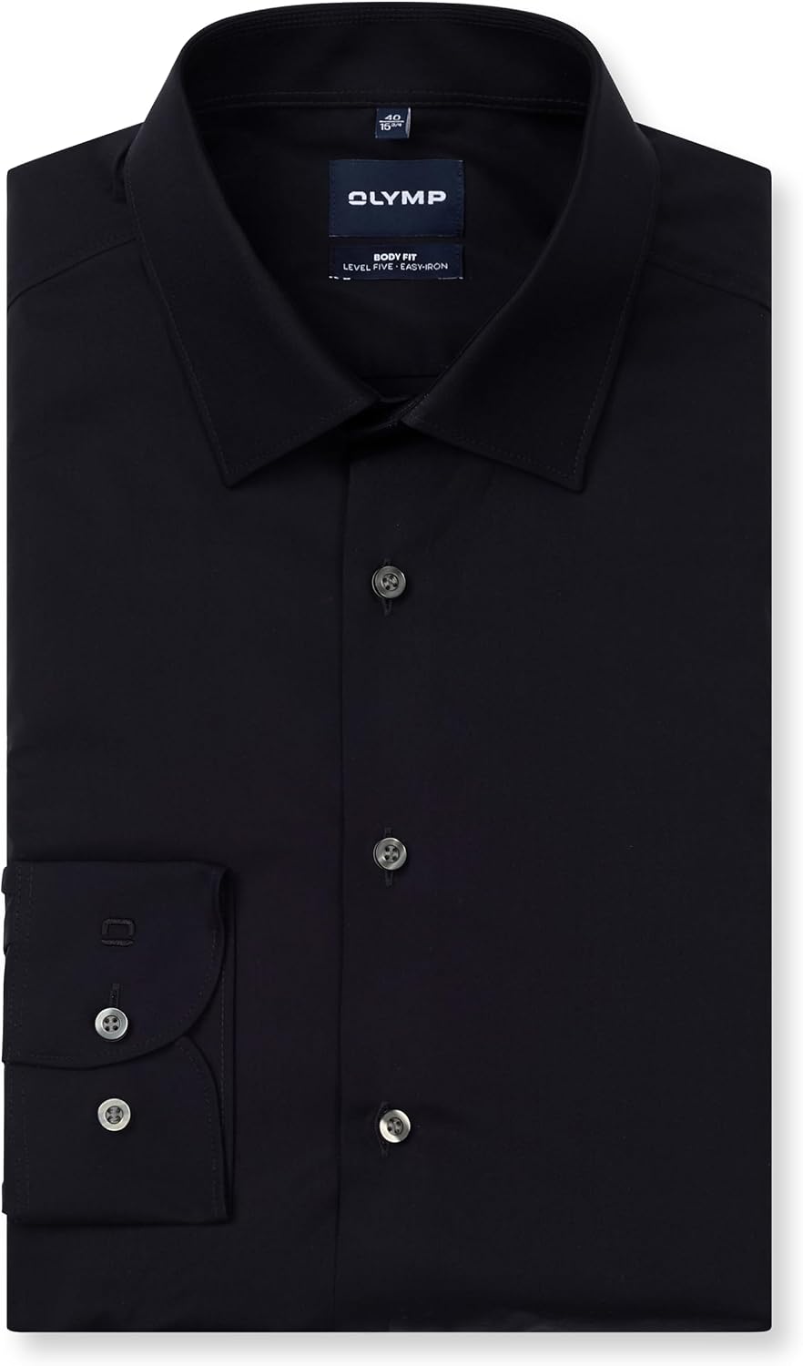 OLYMP Herren Oberhemd Langarm Level.Five.Body.fit,Twill,Body fit,Haifisch-Kragen M Schwarz 68, M Sch