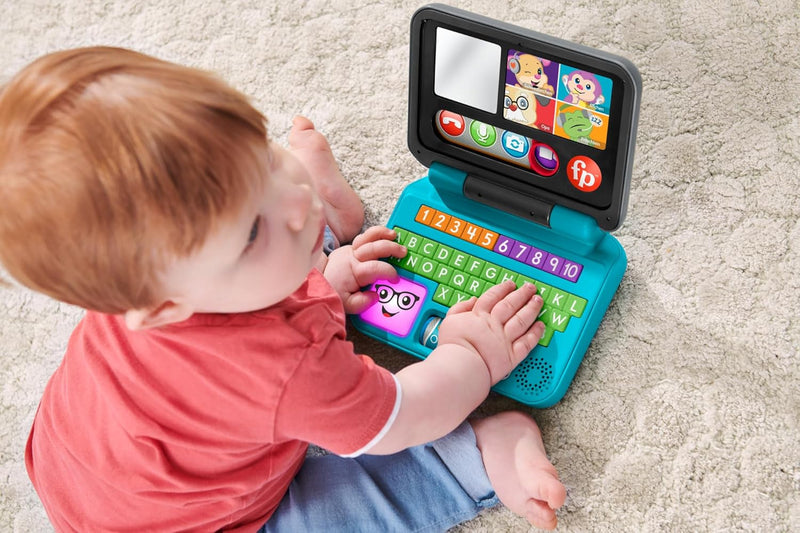 FISHER-PRICE Lernspass Homeoffice Laptop – elektronisches Lernspielzeug mit Smart-Stages-Lerninhalte