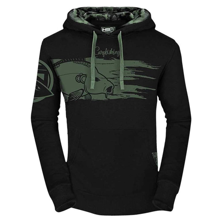 HOTSPOT DESIGN Hoodie Carpfishing, XL, Schwarz, Sweater mit Kapuze, Tarndetail, 010301104