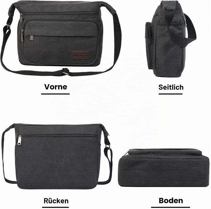 JAKAGO Wasserdichte Umhängetasche Herren,Multi-Tasche aus Segeltuch 15 Zoll Messenger Bag Arbeit Tas