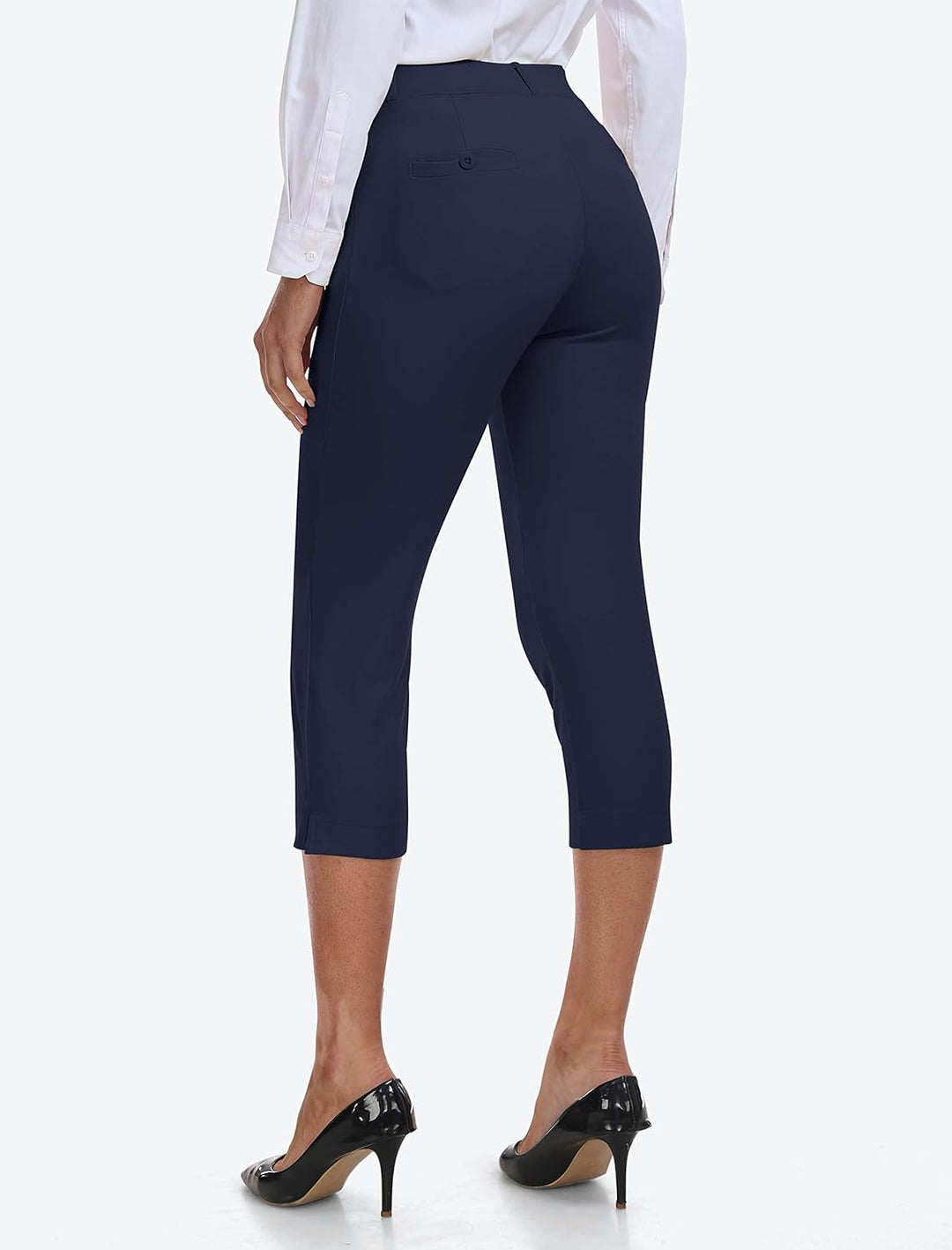 AjezMax Damen Golfhosen Capri Business Hose Elegante Golf Hosen Atmungsaktiv Yoga Büro Anzughosen El