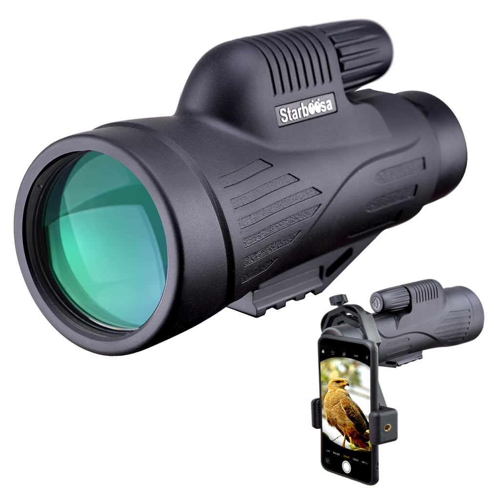 12 x 50 High Definition Monokular Teleskop mit Smartphone-Halterung – Wasserdichtes Monokular mit la