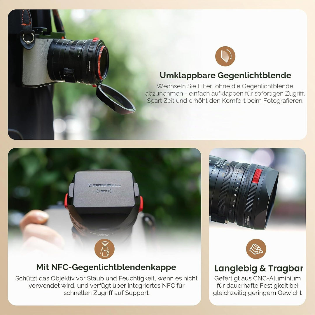 Freewell Die echte Gegenlichtblende für Leica Q3 43 - CPL/Nebelfilter, berührungslose Filterbedienun