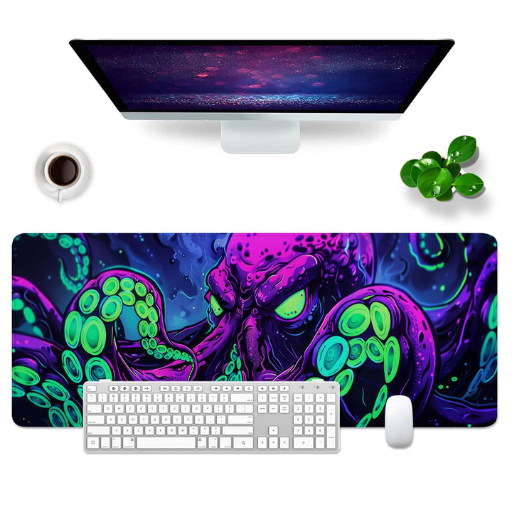 Mauspad Octopus Schreibtischunterlage Violett 80x30cm Mousepad XL Gross Mauspad Ozean, Computer PC T