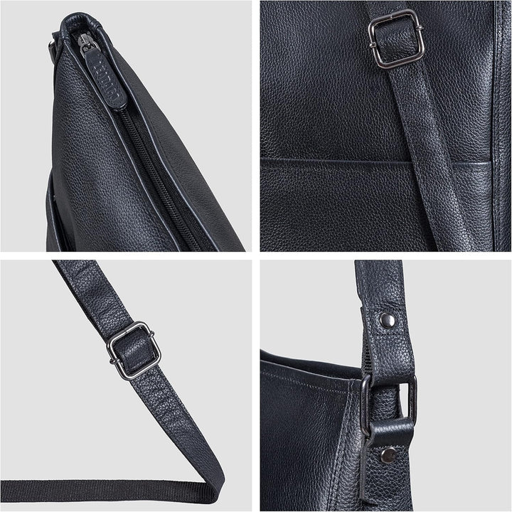 LEABAGS Leder Handtasche Damen I Premium Echtleder Umhängetasche I Schultertasche I Damentasche I Tr