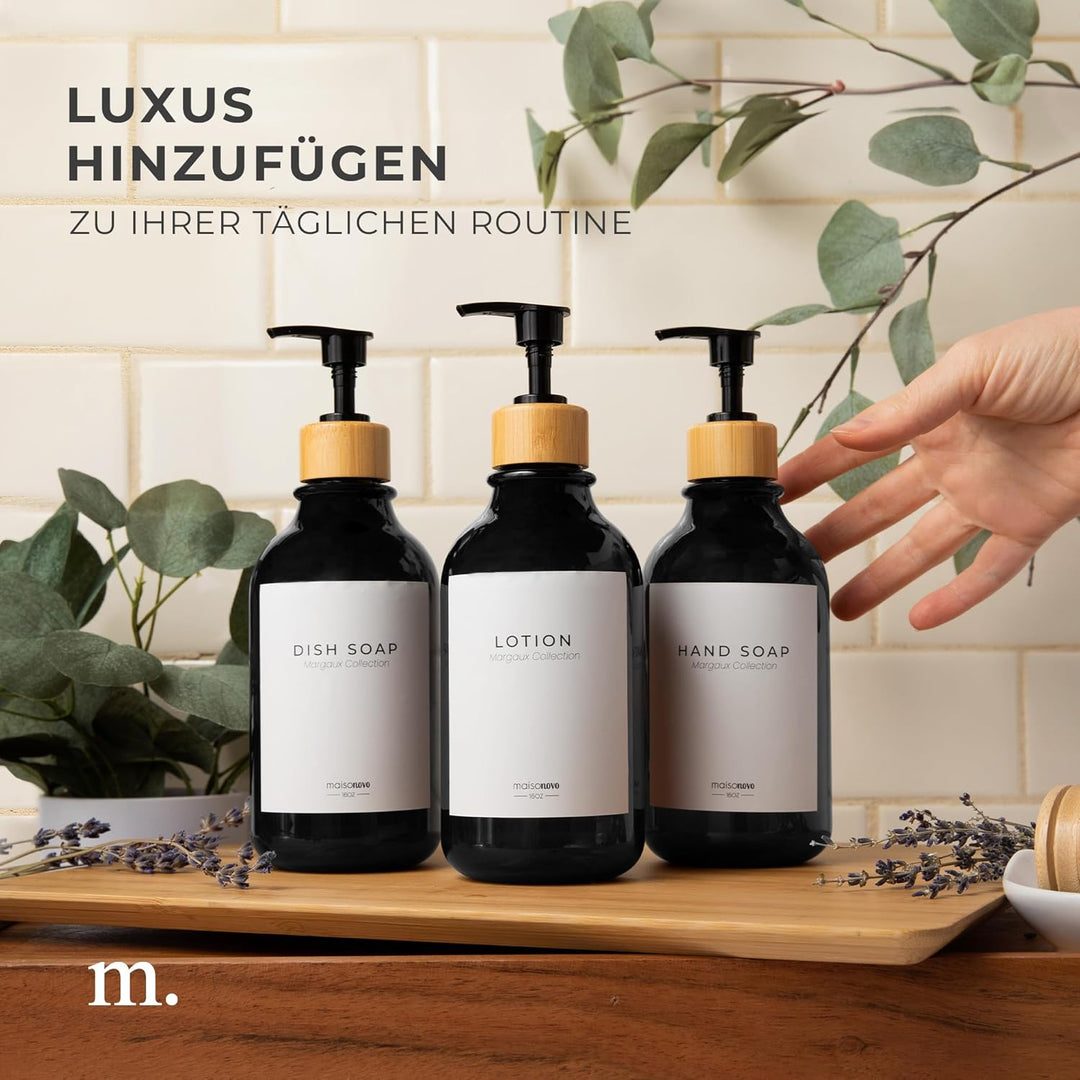 MaisoNovo Shampoo Spender Für Dusche 3er Set - Schwarz Duschgelspender Für Dusche Mit Pumpe Schwarz