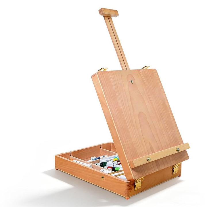 Tischstaffelei Holz, Desktop-Staffelei zum Malen aus Buchenholz, Premium-Holz-Sketchbox-Staffelei