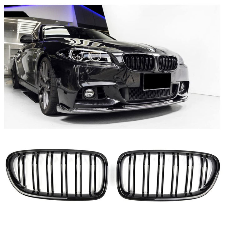 GCP PASST FÜR 5ER F10 F11 SPORT KÜHLERGRILL DOPPELSTEG GRILL GLANZ SCHWARZ