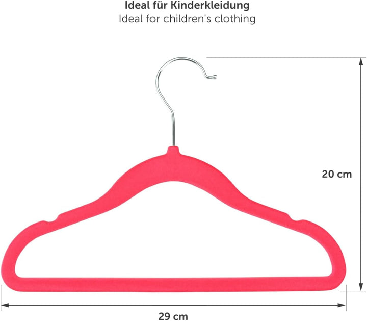 Laleni Kinderkleiderbügel 50 Stück mit Samtbezug - platzsparende Kleiderbügel Kinder - 360° drehbare