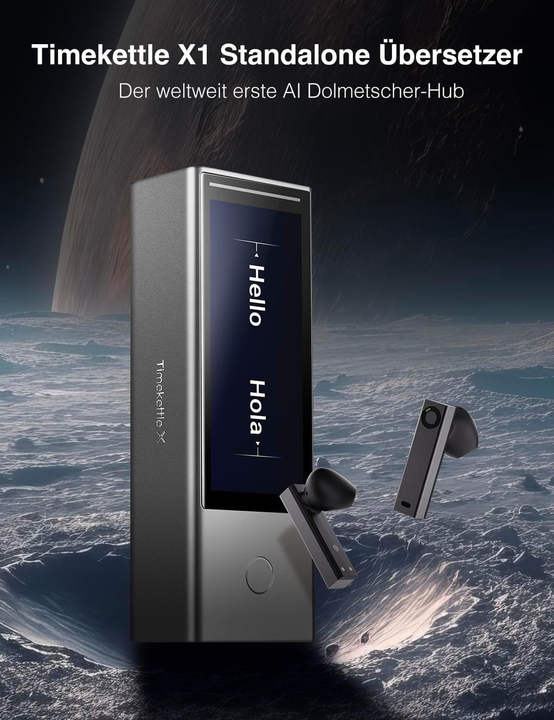 Timekettle X1 AI Dolmetscher-Hub, 40-Sprachen Zwei-Wege-Übersetzer-Ohrhörer mit Sprachanrufe aus der