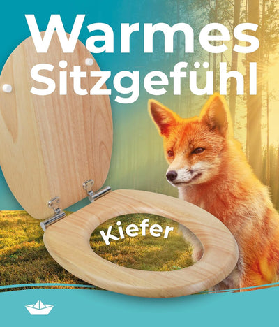 Calmwaters® WC Sitz mit Absenkautomatik Holz, Toilettensitz Modern Wellness, Holzkern Toilettendecke