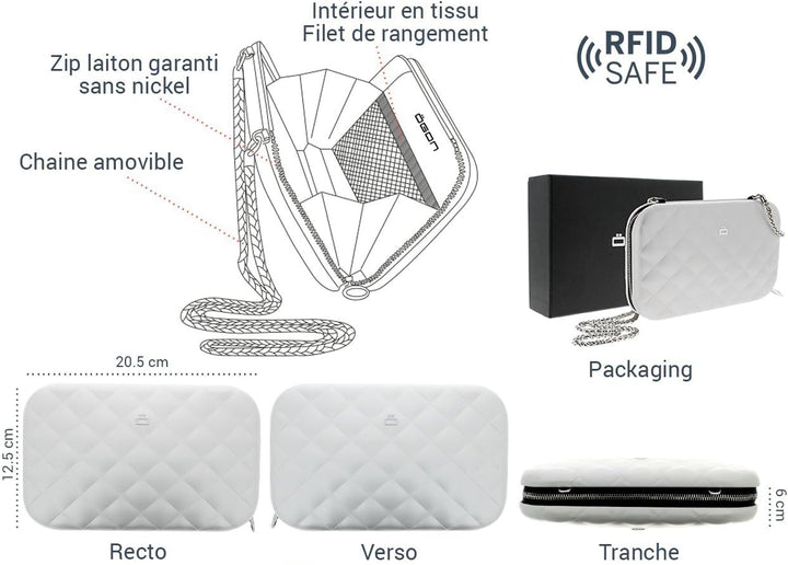ÖGON Smart Wallets - Quilted Lady Bag - Capacité jusqu'à 15 Cartes + Passeport + pièces + Billets -