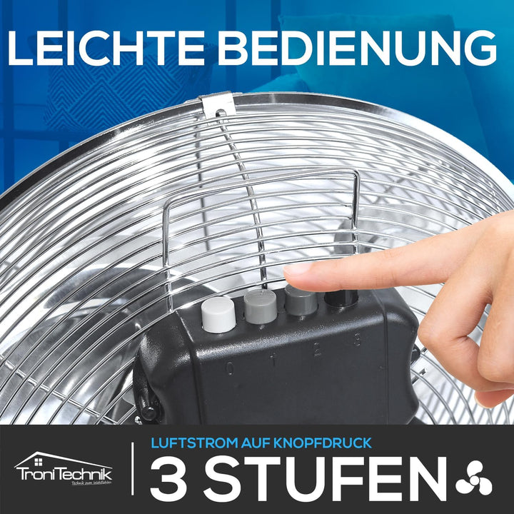 Tronitechnik® XL Windmaschine mit 45 cm Ø | Ventilator verstellbarer Winkel | Bodenventilator 3 Stuf