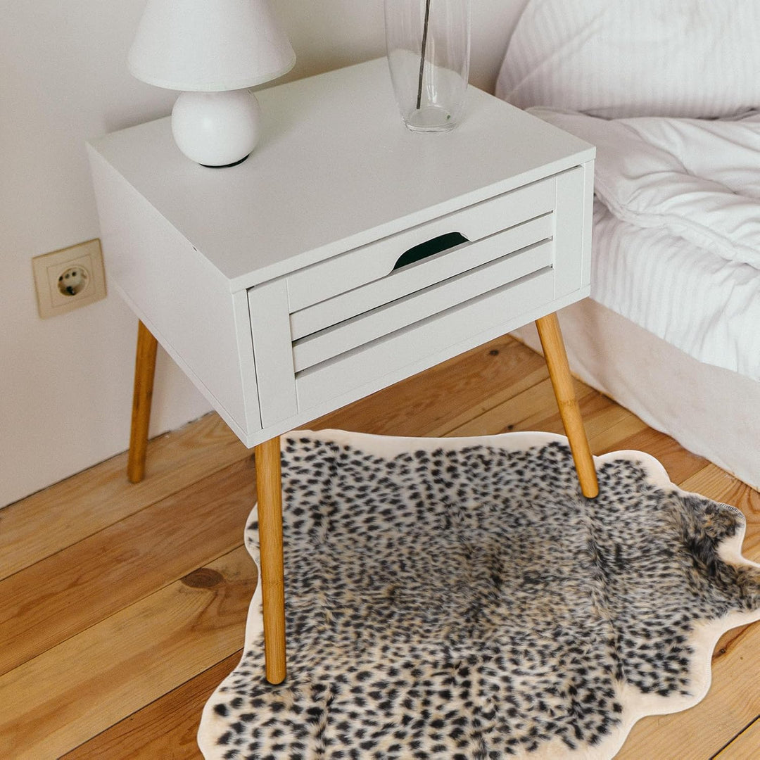 Amosfun Leoparden-Print, Kunst-Plüsch-Teppich mit Leopardenmuster, Fussmatte für Zuhause, Büro, Wohn