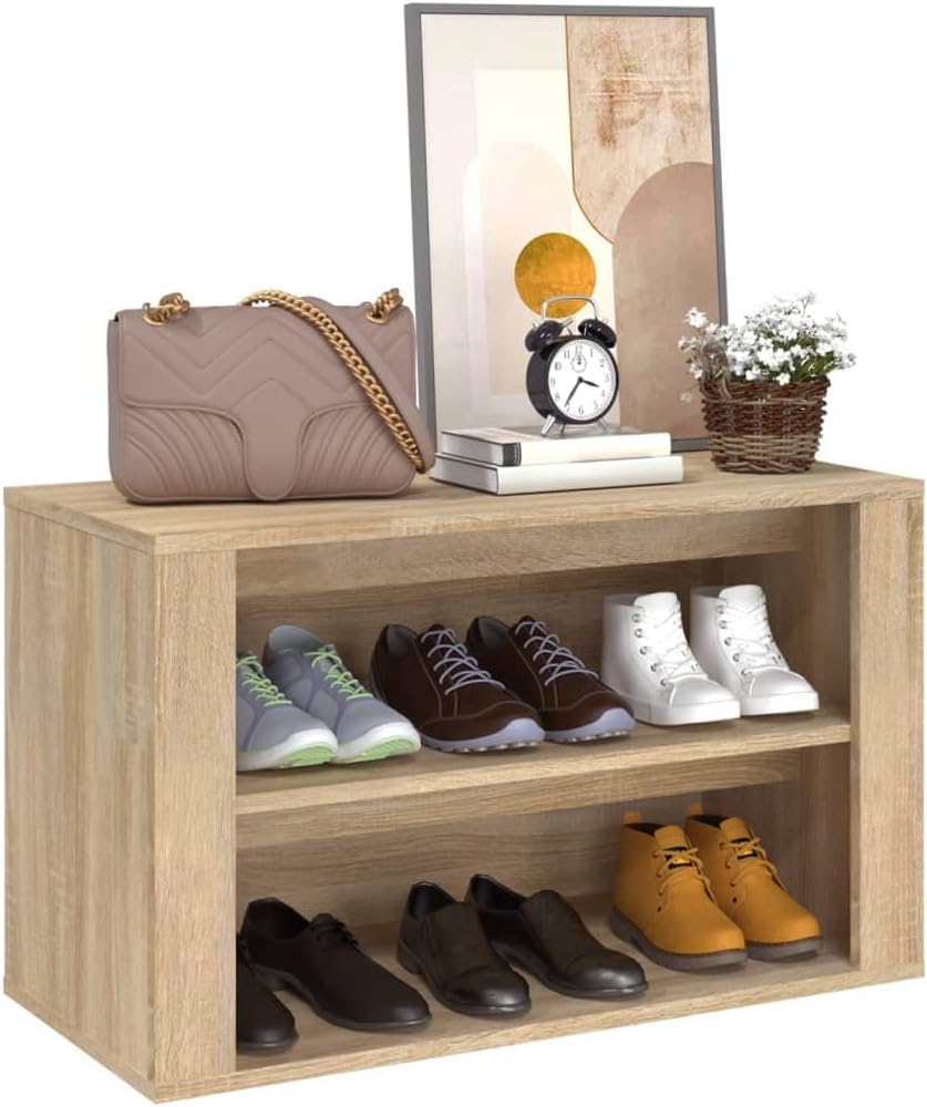 FIRBNUS Schuhregal Sonoma-Eiche 75x35x45 cm Holzwerkstoff Schuhorganizer Schuhaufbewahrung Schuhschr